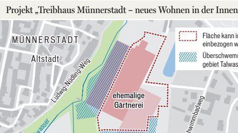 Zwischen  der Münnerstädter Altstadt und dem Wohngebiet am Karlsberg liegt die ehemalige Gärtnerei. Grafik; Dagmar Klumb/Vorlage: Schirmer, Architekten und Stadtplaner