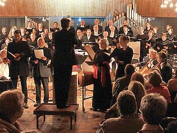 Kammerorchester, Johanneschor und Solisten standen bei Arnold Melchior Brunckhorsts Weihnachtsgeschichte gemeinsam vor dem Publikum. Foto: Katharina Müller-Sanke