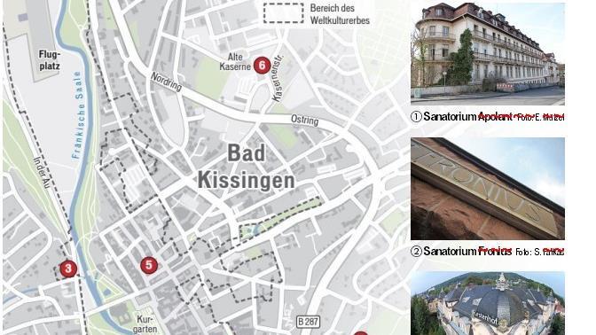 (1 von 2): Fünf Leerstände, die die Wirtschaftsförderung im Blick hat. In der ehemaligen Kaserne (Nr. 6) sollen Gewerbeflächen entstehen.