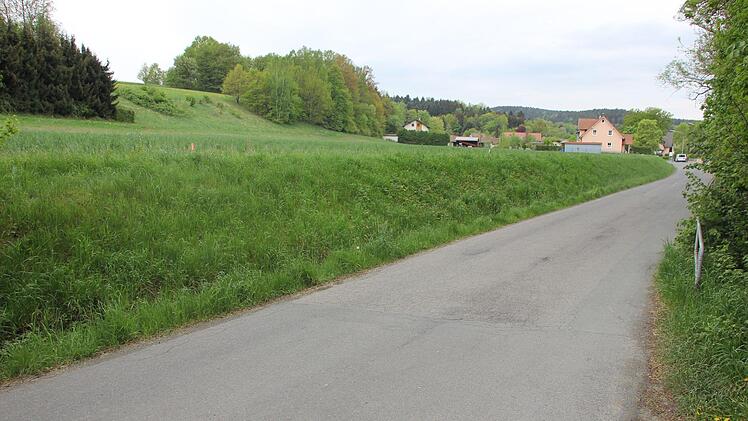 Nahe der Alten Heeresstraße in Vogtendorf verläuft eine Wasserleitung nicht unter der Straße, sondern daneben- über eine Wiese, aber auch durch Privatgrund. Der Wasserversorger Rodacher Gruppe will das nun ändern und zieht damit den Ärger der Anwohner auf sich. Foto: Andreas Schmitt