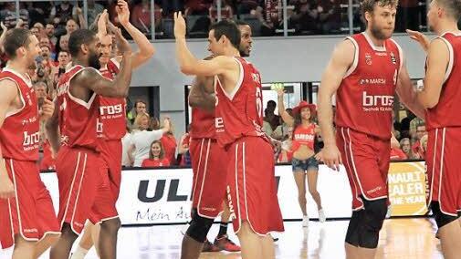 Ein vertrautes Bild in den Play-Off-Partien: jubelnde Brose Baskets.