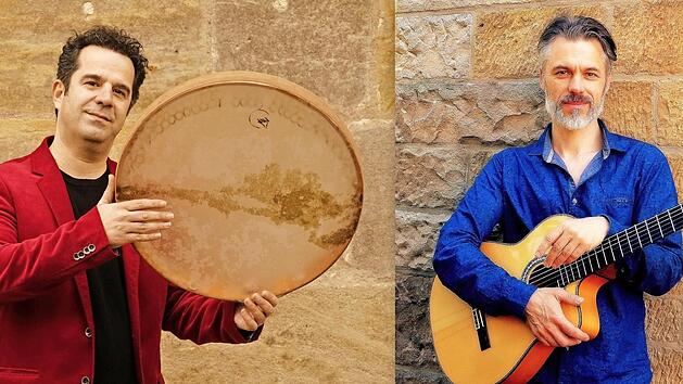 Die beiden K&uuml;nstler Hadi Alizadeh (links) und Klaus Neubert geben ein Konzert in der Zeiler Annakapelle.  Foto: Volkshochschule Landkreis Ha&szlig;berge