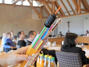 So sehen die Leitungen aus: Kabel für das schnelle Internet wurden gestern im Kreistag-Ausschuss gezeigt, der in Haßfurt tagte.  Foto: Klaus Schmitt