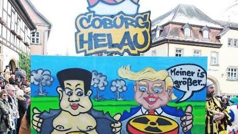Die Coburger Narhalla zeigt, was sie von Kim Jon-Un und Trump hält.