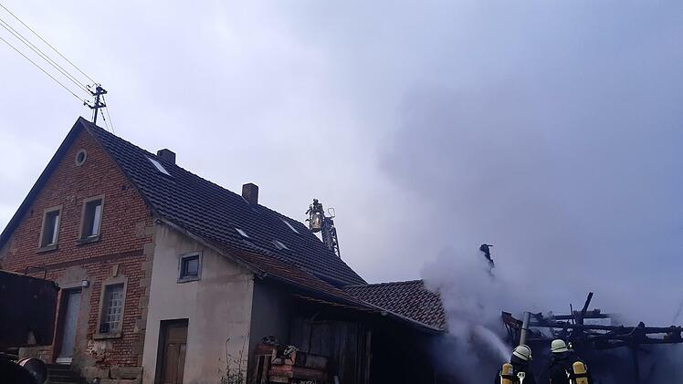 Scheunenbrand in Seubrigshausen. Foto: Marcus Müller
