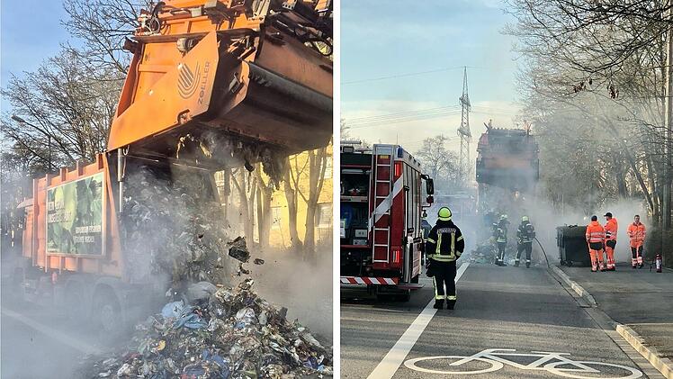 Erlangen: Feuer in Müllabfuhr-Wagen - "Brand weit fortgeschritten"