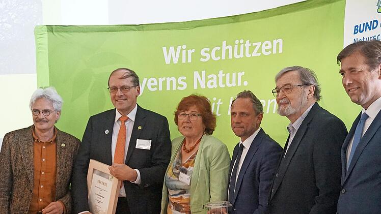 Im Bild (v. l. n. r.): Richard Mergner, Ulrich Buchholz, Edith Fie&szlig;er, Thorsten Glauber, Hansotto Neubauer und Hermann Ulm