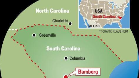 ... nach Bamberg in South Carolina   Grafik: Klaus Heim