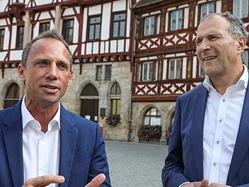 Thorsten Glauber (links) ist Direktkandidat der Freien W&auml;hler bei den bayerischen Landtagswahlen 2018. Foto: Barbara Herbst