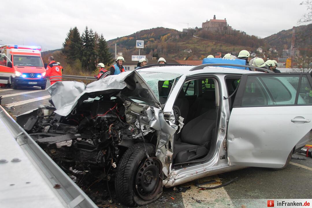 Zwei Schwerverletzte nach Frontalkollision in Kulmbach