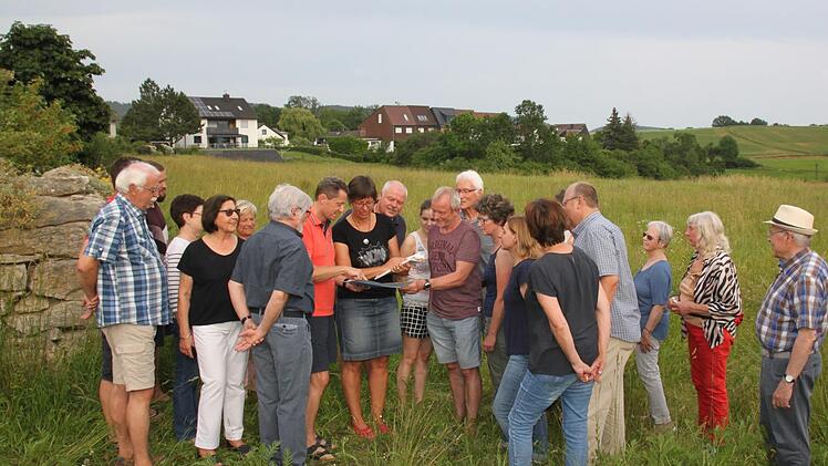 Bürgerprotest gegen ein mögliches Baugebiet  - die Nachbarschaft im Amselweg und in der Mangersreuther Straße will ihre blühende Wiese behalten. Foto: Stephan Tiroch