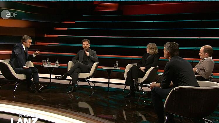 Bei Markus Lanz (links) diskutierten am Donnerstagabend (von links) Felix Banaszak, Sabine Rennefanz, Christoph Werner und Raoul Roßmann.