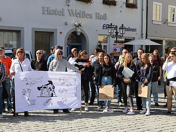 Schülerinnen und Schüler der beiden Kulmbacher Gymnasien und der FOS/BOS, die am Freitag am Klima-Streik auf dem Marktplatz teilgenommen haben, müssen mit Sanktionen ihrer Schulen rechnen.Foto: Katrin Geyer