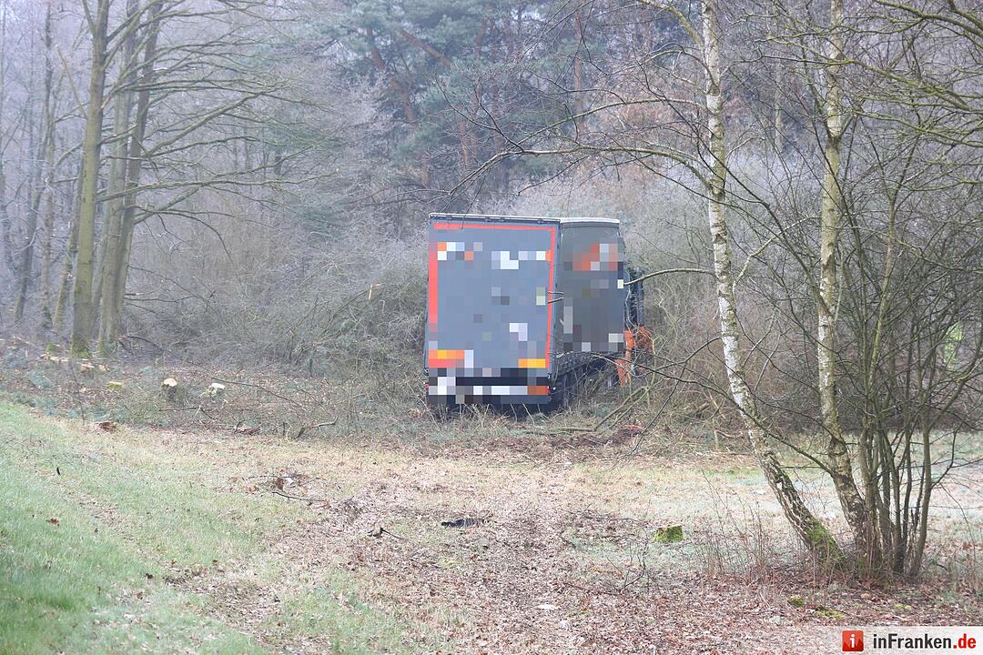Lkw rast bei Gremsdorf ins Unterholz