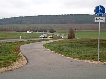 Kein Baum säumt den kürzlich geschaffenen Radweg von Isling in Richtung Burkheim, nur einige Büsche, die zuvor auch schon dort gestanden haben. Die Lichtenfelser Stadtverwaltung verspricht aber, dass sich das ändern wird, die Begrünung werde schon geplant. Foto: Matthias Einwag