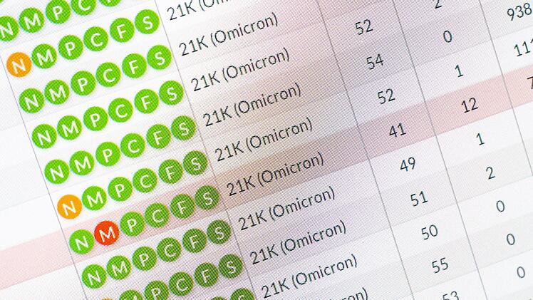 PCR-Analyse in einem Labor: So werden dort verschiedene Varianten des Corona-Virus wie Delta und Omikron dargestellt.