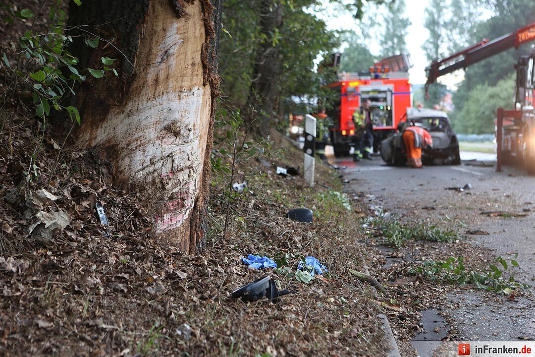 Zwei junge Maenner verbrennen in Unfallwrack