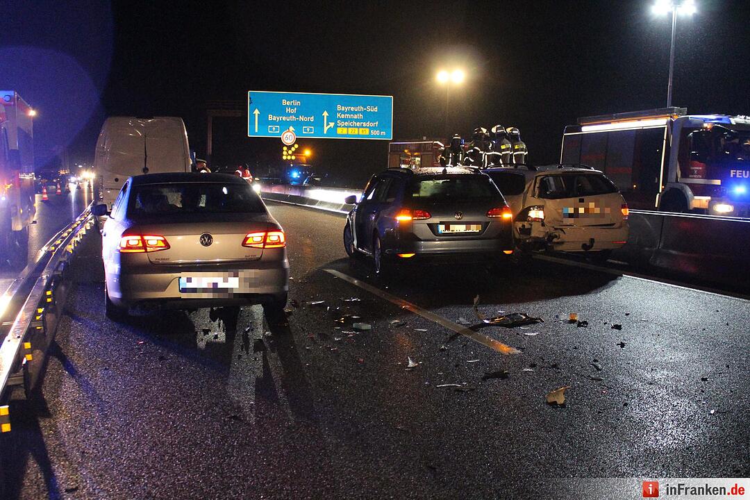 Unfall legt Verkehr auf A9 bei Bayreuth lahm - Sieben Fahrzeuge an Verkehrsunfall im Baustellenbereich beteiligt – glücklicherweise nur ein Leichtverletzter
