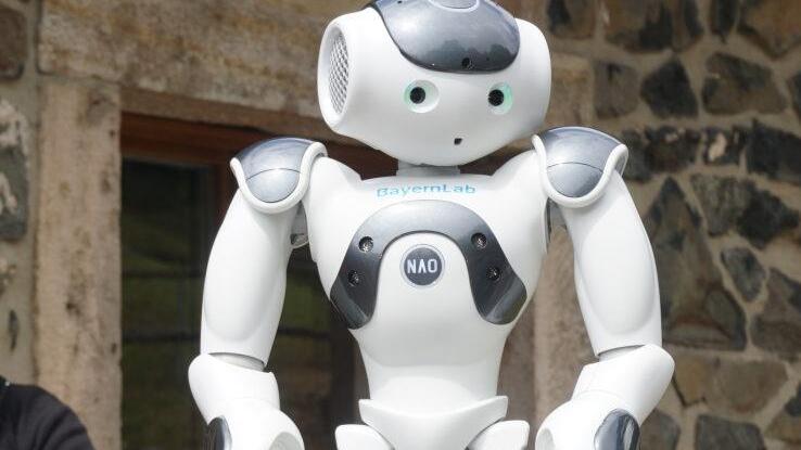 Der humanoide Roboter Nao, der kleinste Mitarbeiter des Vermessungsamtes  sorgte für Begeisterung. Foto: Marion Eckert