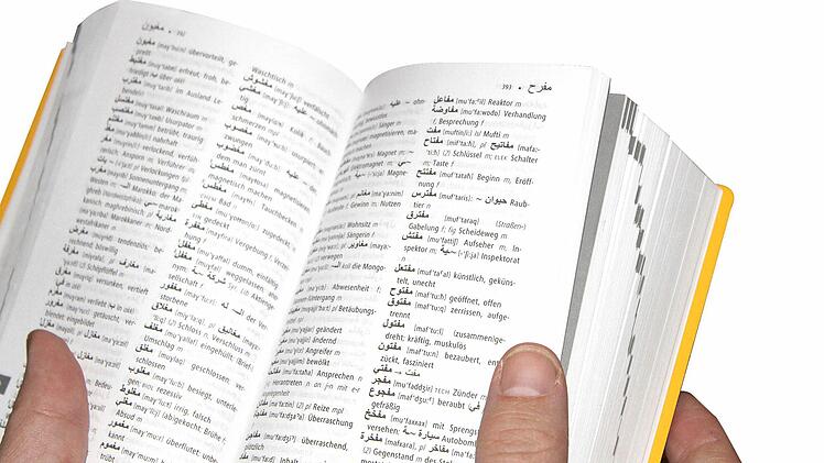 Das Wörterbuch Arabisch-Deutsch ist Hauptlektüre. Foto: Andreas Dorsch
