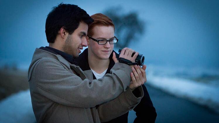 Behnam Lot und Henry Bock beim Dreh zu ihrem 99-Sekunden-Film.Foto: Florian Hecky