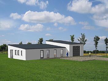 So soll sie aussehen: die neue Rettungswache im Ahorner Gemeindeteil Schorkendorf. Grafik: Architekturbüro Setzer