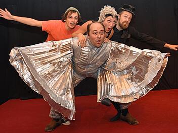 Die Theaterwerkstatt Haßfurt bringt heuer als Weihnachtsmärchen den "Drachenreiter" von Cornelia Funke auf die Bühne. Unser Bild zeigt die Schauspieler (von links) Martin Habermeyer, Patrick L. Schmitz, Aline Joers und Peter Florian Berndt.  Ulrike Langer