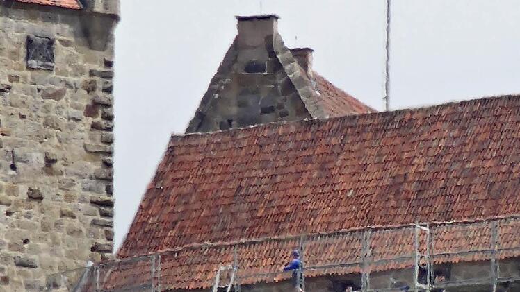 Gerüst an der Wallmauer der Veste CoburgFoto: Jochen Berger