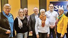 Ullrich Seelmann (von links), Kathrina Hoos, Kurt Selbert, Thomas Bold, Gerda Busch, Florian Atzmüller, Paula Vogler,