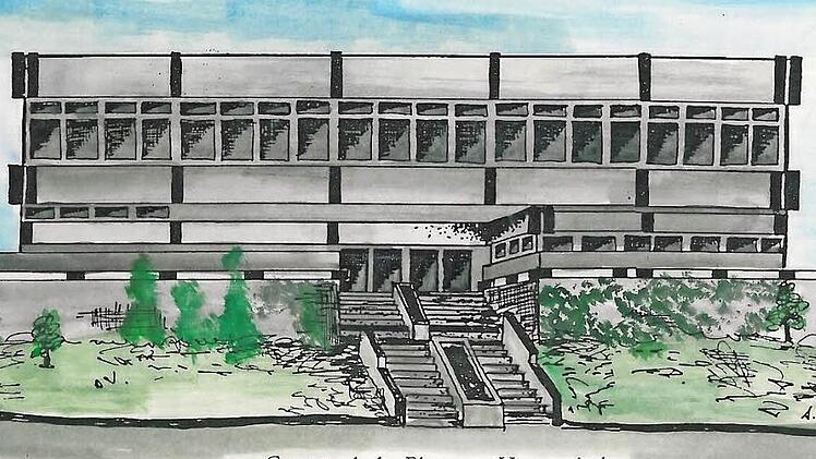 Der Nachbar fehlt: Zeichnung über den Hauptschulen-Teil der Gesamtschule, gezeichnet von Armin Dominka. Repro: FT