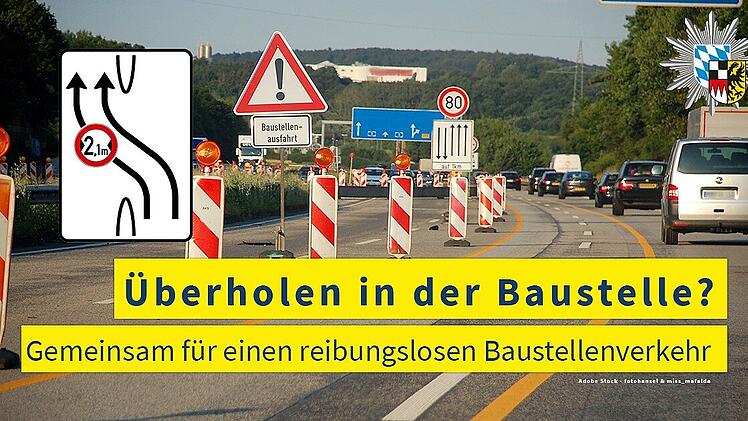 Vorsicht beim Überholen im Baustellenbereich