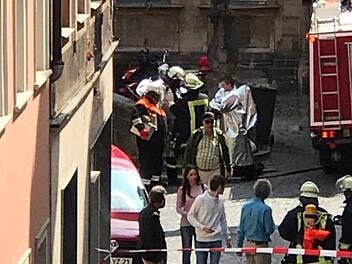 In der Bamberger Innenstadt kam es am Dienstag Nachmittag zu einem Gasaustritt. Polizei und Feuerwehr sind vor Ort. Foto: Maja Gugel