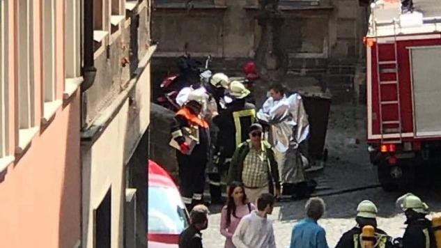 In der Bamberger Innenstadt kam es am Dienstag Nachmittag zu einem Gasaustritt. Polizei und Feuerwehr sind vor Ort. Foto: Maja Gugel