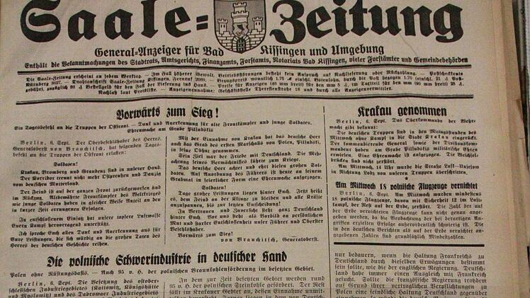 Die Titelseite der Ausgabe vom 7. Septmeber 1939.  Foto: Johannes Schlereth