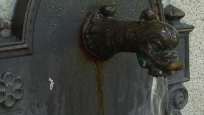 Am Pumpenhäuschen im Donwald fließt  auch jetzt kühles Trinkwasser heraus.  Fotos: Pauline Lindner