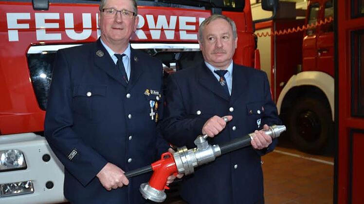 Das Führungsduo der FF Stockheim Georg Wunder (links) und Detlef Heublein will Hand in Hand arbeiten und die FF Stockheim auf gutem Weg weiter nach vorne bringen. Foto: K.-H. Hofmann