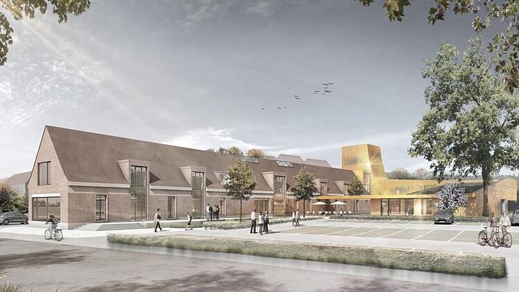 So soll das digitale Gründerzentrum "Lagarde 1" an der Ecke Berliner Ring/Zollnerstraße nach Fertigstellung Ende 2019 aussehen.  Illustration: Stadt Bamberg