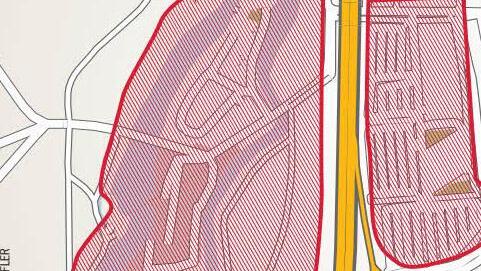 Das Gartenschaugelände soll rechts und links der A 73 in Höhe des Hauptbahnhofs entstehen. Grafik: Carolin Höfler