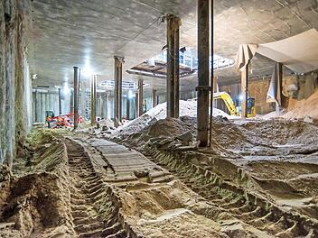 Die unterirdische Baustelle für das neue Tiefdepot im Bauch des Nationalmuseums in Nürnberg. Foto: Florian Kutzer/GNM