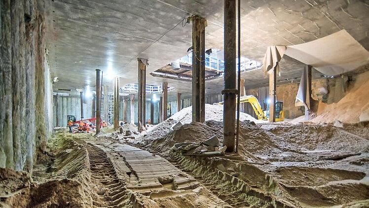 Die unterirdische Baustelle für das neue Tiefdepot im Bauch des Nationalmuseums in Nürnberg. Foto: Florian Kutzer/GNM