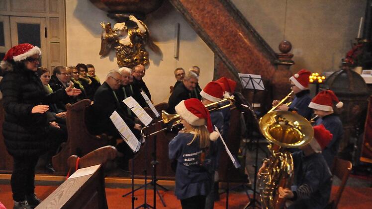 Als Musiker fängt man klein an. Dass man nach zwölf Wochen Musikunterricht schon einige Lieder spielen kann, zeigte die Bläserklasse Burkardroth. Foto: Peter Klopf