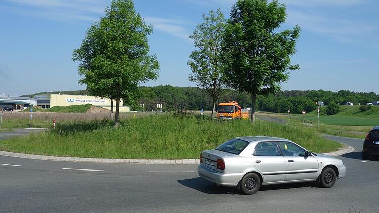 Noch steht auf dem Medbacher Kreisel am Eingang zum Aischpark in Höchstadt kein Kunstwerk.  Foto: Christian Bauriedel
