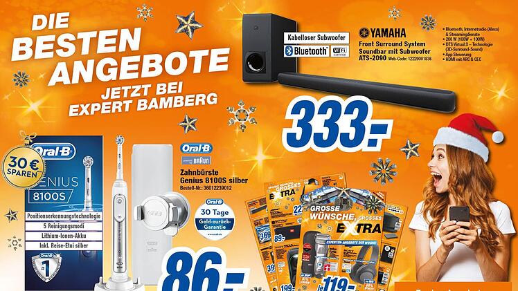 Tolles Weihnachtsangebot bei expert Bamberg. Viele Markenprodukte zu reduzierten Preisen. Bild: expert Bamberg