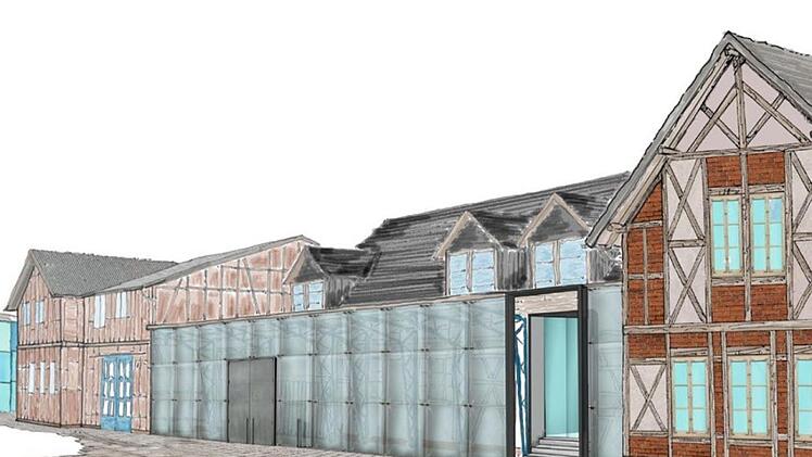Die Glaserei Späth  möchte ihre Werkstatt erweitern und die Fachwerkfassade mit modernen Glaselementen kombinieren.