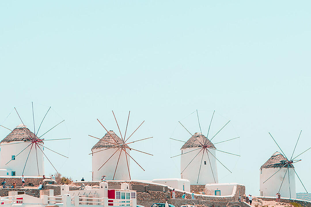 Urlaub in Griechenland - Windräder auf Mykonos