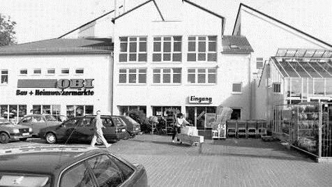Abschnitt 2: Der Obi-Markt bildete das Zentrum (Foto von 1994). Heute wird dort ein E-Center einziehen und ein Hotel entstehen