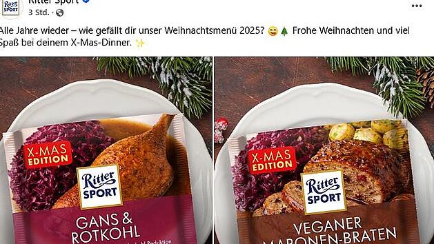 Ritter Sport sorgt mit "Weihnachtsedition" f&uuml;r Aufsehen - Rotkohl und Gans