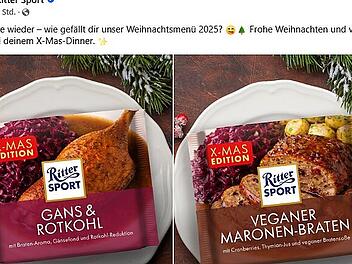 Ritter Sport sorgt mit "Weihnachtsedition" f&uuml;r Aufsehen - Rotkohl und Gans