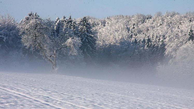 Verschneite Landschaft auf der Höhe bei Leutenbach. Foto: Galster