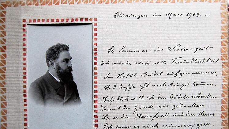 Gästebucheintrag des Bauingenieurs Oskar von Miller (1855-1934) aus Mai 1908. Repro: Sigismund von Dobschütz